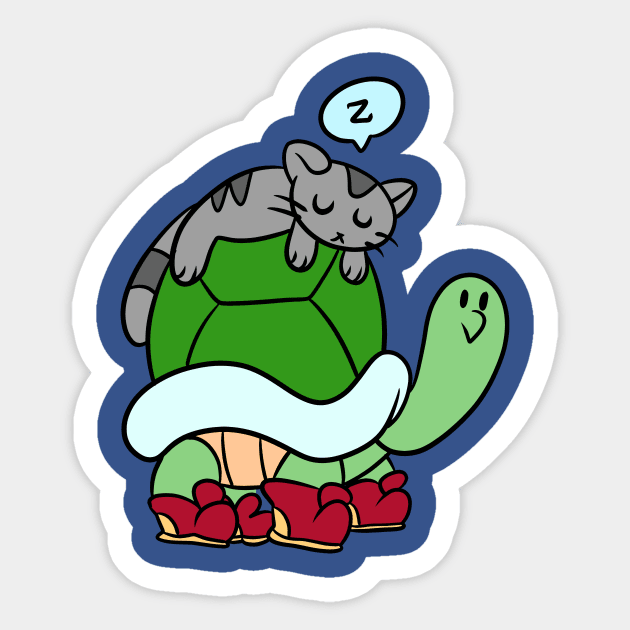 Tortoise and Sleepy Kitty Sticker by saradaboru